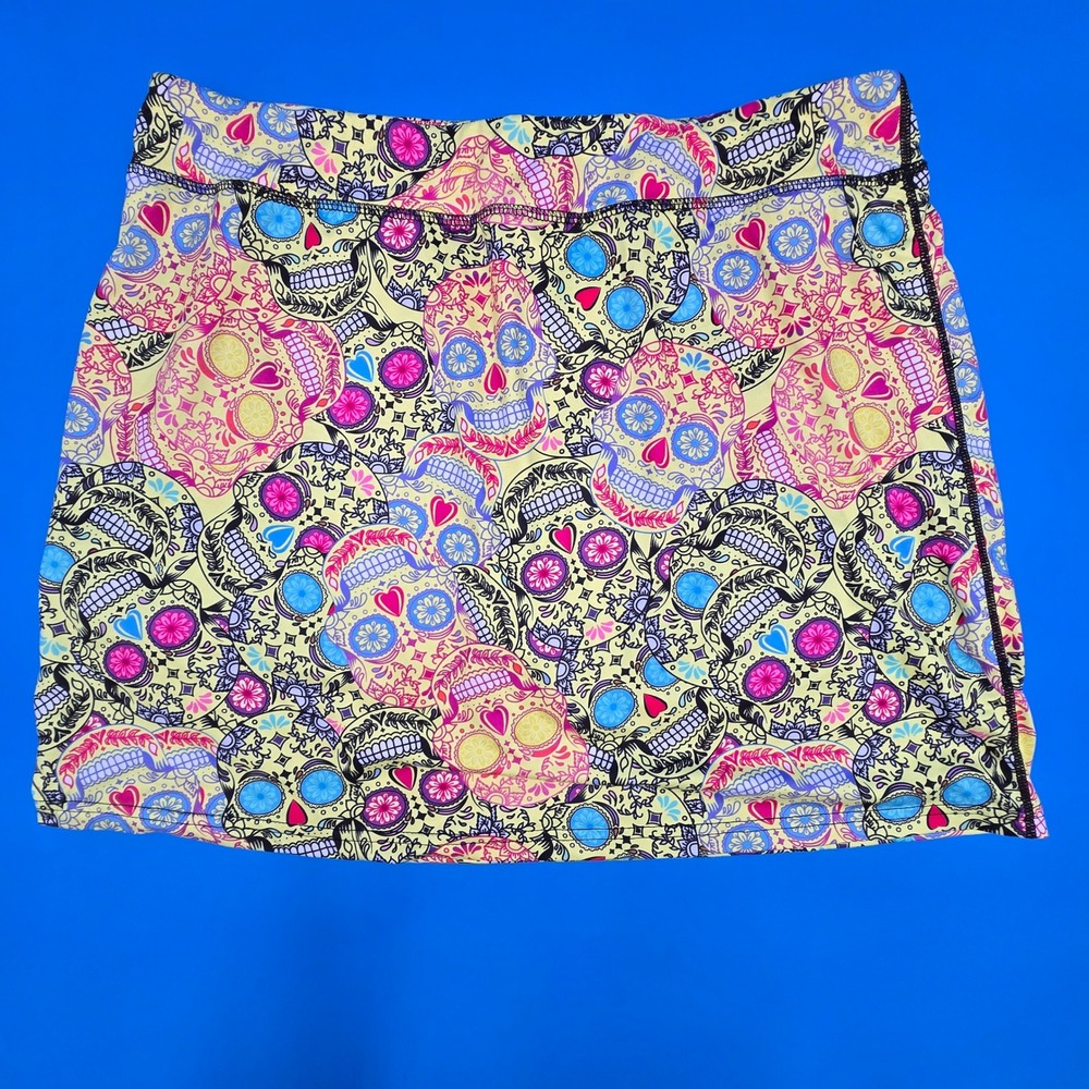 Kimmery Womens Sugar Skull Athletic Skort 2XL Floral Tennis Golf Skirt Pocket